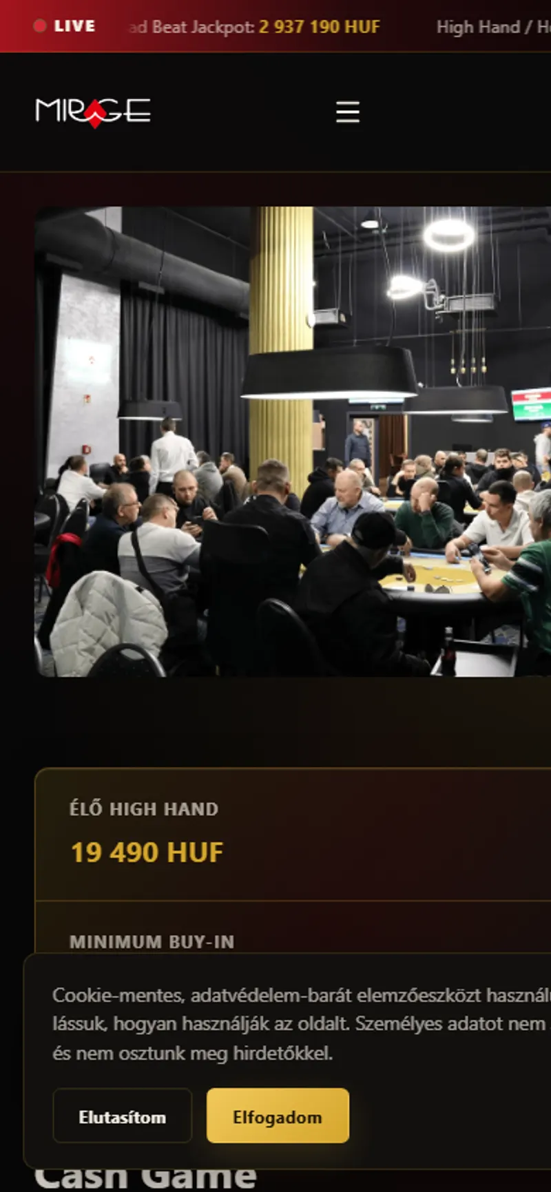 Mirage Poker Club mobile